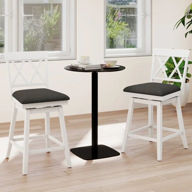24 Inch Counter Height Barstools with Backrest and Upholstered Seat Cushion for Kitchen Dining Room-24 Inch Costway