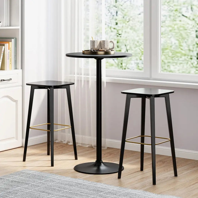 24 Inch Modern Round Cocktail Table with Metal Base and MDF Top-Set of 2 Costway