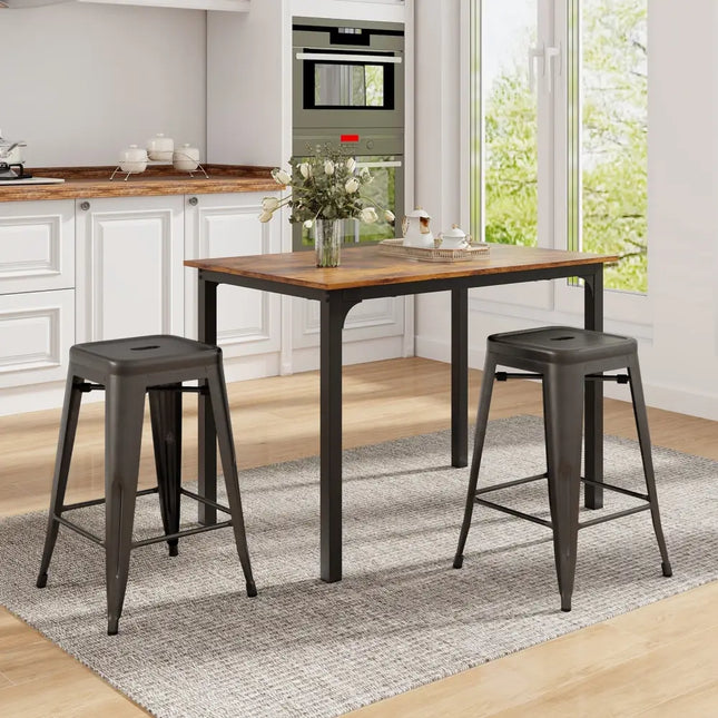 24 Inch Set of 4 Tolix Style Counter Height Barstool Stackable Chair-Gun Costway