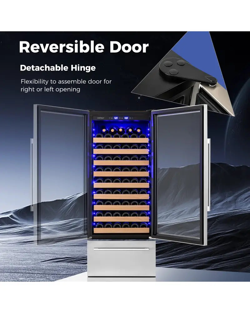 24 Inch Wine and Beverage Refrigerator with Independent Temperature Control-Sliver - Silver - Wine & Beverage Coolers