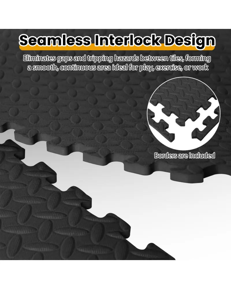 24Tiles 1/2’’ Puzzle Exercise Floor Mats-Black - Black - Yoga Accessories