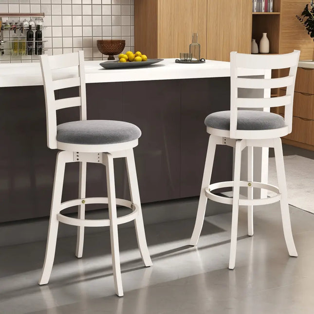25"/30.5" Swivel Barstools Set of 2 360° Rotating Bar/Counter Height Chairs with Upholstered Seat-30.5 Inch Costway