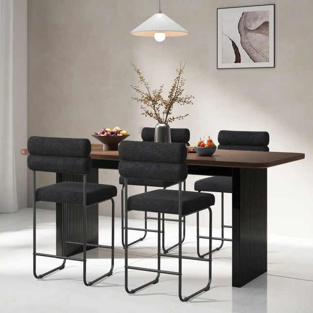 26 Inch Counter Height Bar Stools Set of 2 with Metal Frame and Footrest-Black Costway
