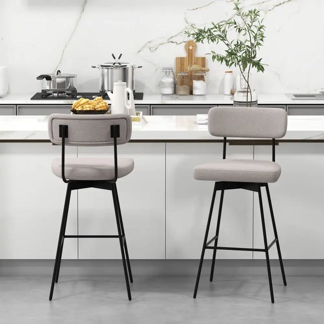 29 Inch Counter Height Upholstered Swivel Bar Stool Set of 2-beige Costway