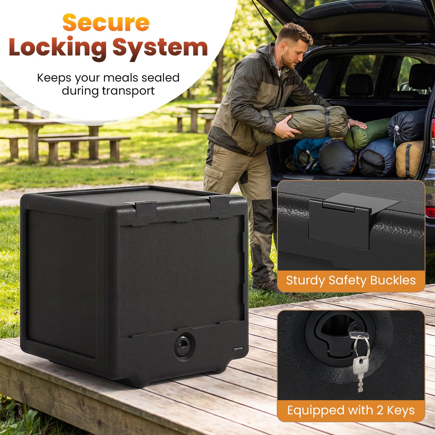 2 Tier Insulated Food Pan Carrier Food Warmer with Removable Tray and Box