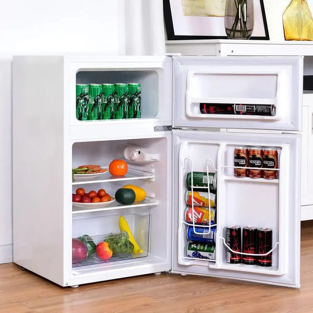 3.2 cu ft. Compact Stainless Steel Refrigerator-White Costway