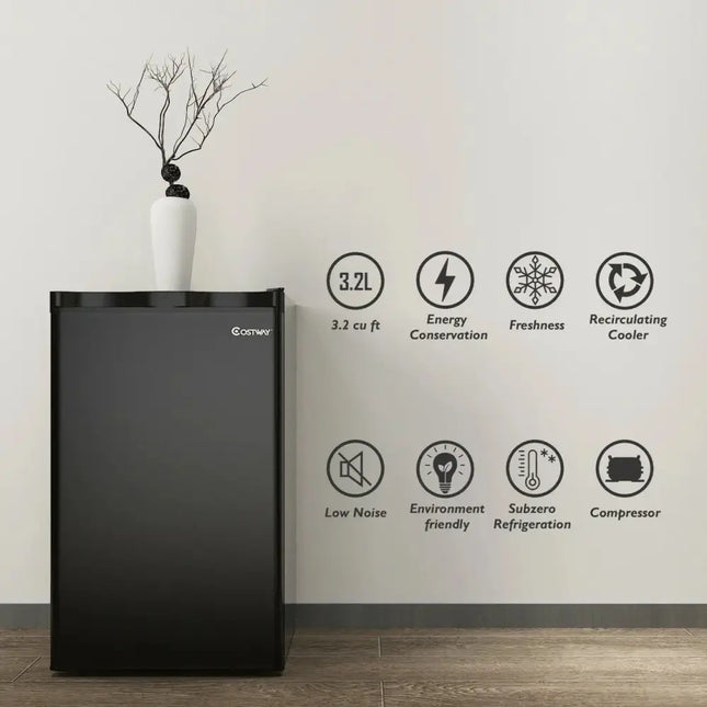 3.2 cu.ft. Mini Dorm Compact Refrigerator-Black Costway
