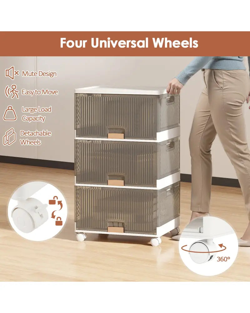 3/4/5/6-Cube Stackable Storage Bins with Detachable Wheels-3 Cube - White - Shoe Racks & Storage Benches