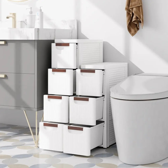 3/4/5/6-Drawer Rolling Organizer Unit Narrow Storage Cabinet with Built-In Wheels for Small Space-3-Drawer Costway