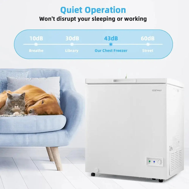 3.5/5 Cu.ft Compact Chest Freezer with Removable Storage Basket-5 Cubic Feet Costway