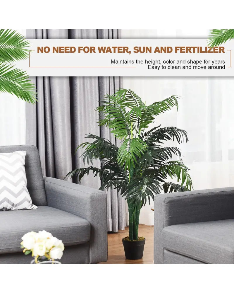 3.5 Feet Artificial Areca Palm Decorative Silk Tree with Basket - Green - Faux Plants