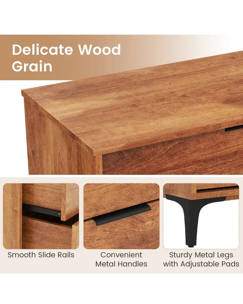 3 Drawer Dresser with Interlock System for Bedroom Living Room-Cherry - Cherry - Dressers & Chests