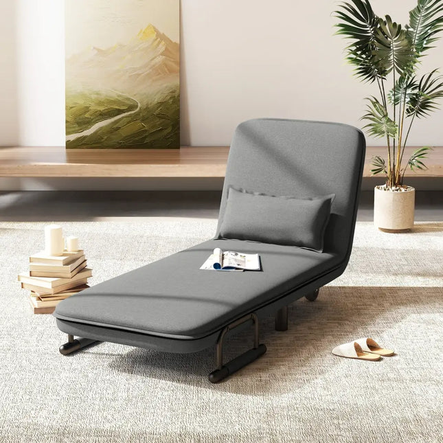 3-in-1 Convertible Sofa Bed with 5-Position Adjustable Backrest and Lumbar Pillow-Dark Gray Costway