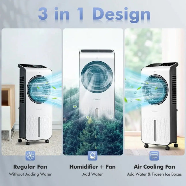 3-in-1 Evaporative Air Cooler with 12H Timer Remote-White Costway