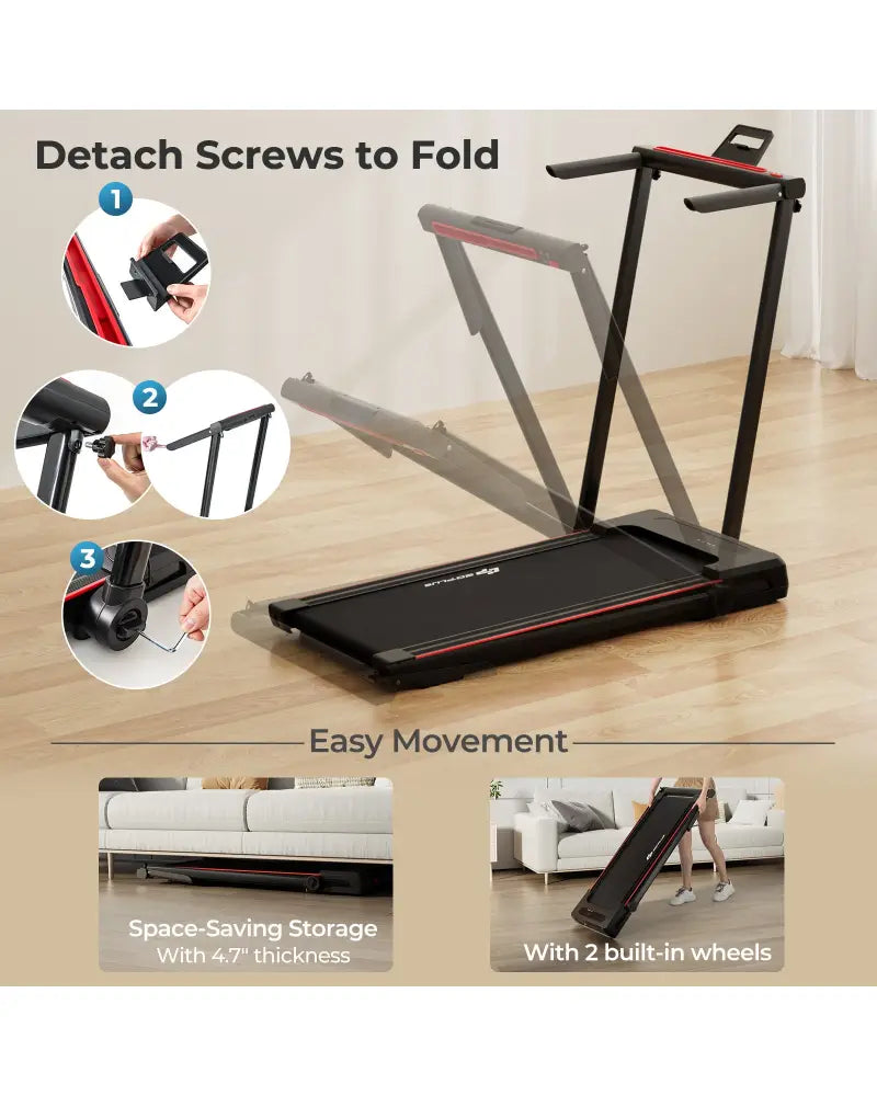 3-in-1 Folding Treadmill with Large Desk and LCD Display-Black - Black - Treadmills