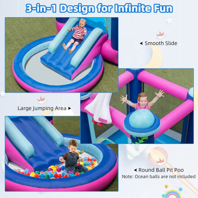 3-in-1 Inflatable Space-themed Bounce House with 480W Blower - Bounce House