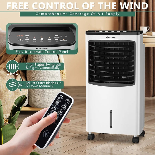 3-in-1 Portable Evaporative Air Conditioner Cooler with Remote Control Costway