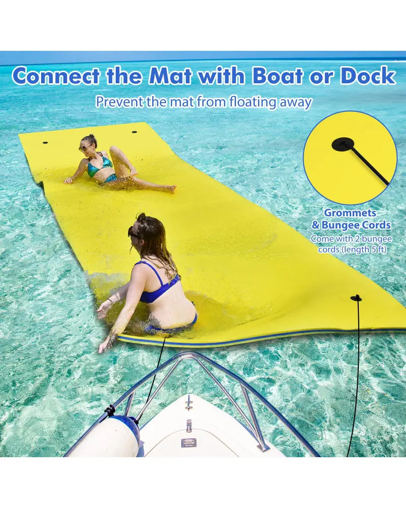 3 Layer Floating Water Pad Foam Mat-Yellow - Yellow - Swimming