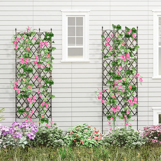 3-Pack Outdoor Plant Support Frame for Raised Garden Bed - Black - Plant Supports