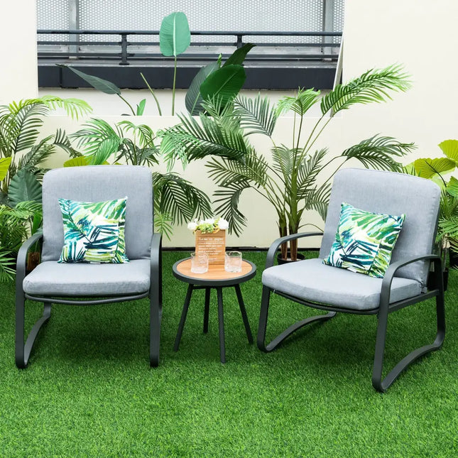 3 Pieces Patio Bistro Conversation Set with Waterproof DPC Tabletop - Patio Conversation Sets