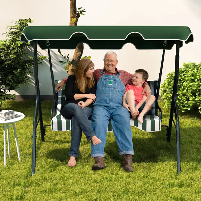 3 Seats Patio Canopy Swing-Green - Green - Porch Swings