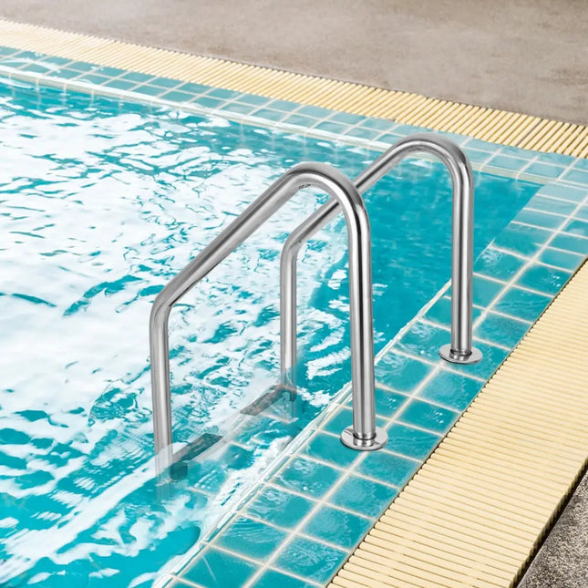 3-Step Stainless Steel Swimming Pool Ladder with Anti-Slip Step - Silver - Swimming Pools