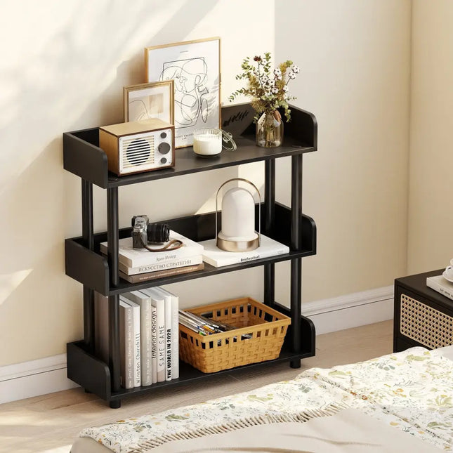 3-Tier Bookshelf with Anti-Tipping Kit and Industrial Storage Unit for Living Room-Black Costway