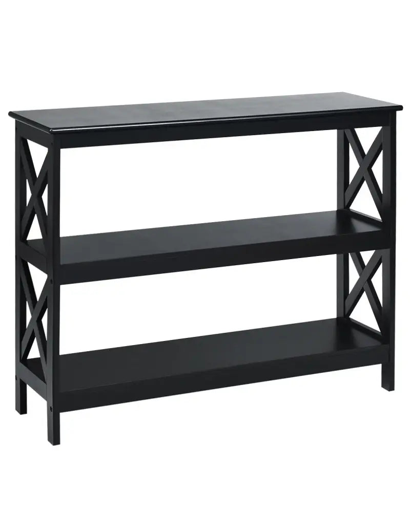 3-Tier Console X-Design Sofa Side Accent Table-Black - Black - Console Tables