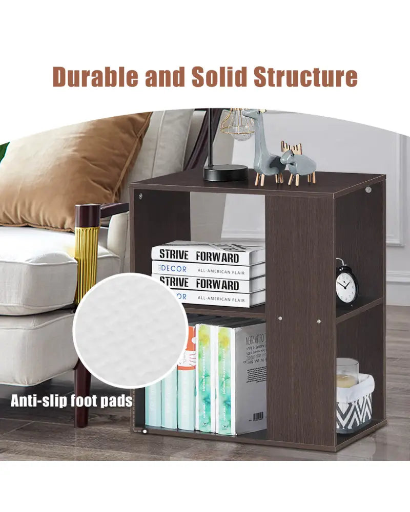 3-Tier Side End Table with Storage Shelves -Brown - Brown - End & Side Tables