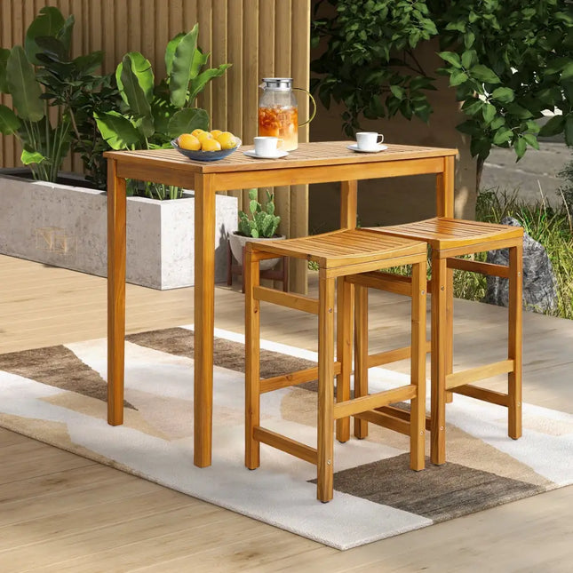30-Inch Height Bar Chair with Saddle Shaped Seat and Sturdy Footrest-Set of 2 - Natural - Patio Bar Furniture
