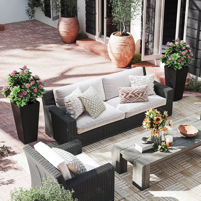 30 Inch Modern Decorative Planter Pots Set of 2 with Open-ended Base - Raised Garden Beds