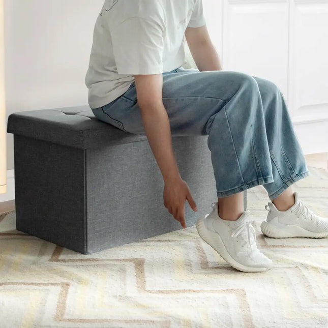 31.5 Inch Fabric Foldable Storage with Removable Storage Bin-Light Gray - Light Gray - Shoe Racks & Storage Benches