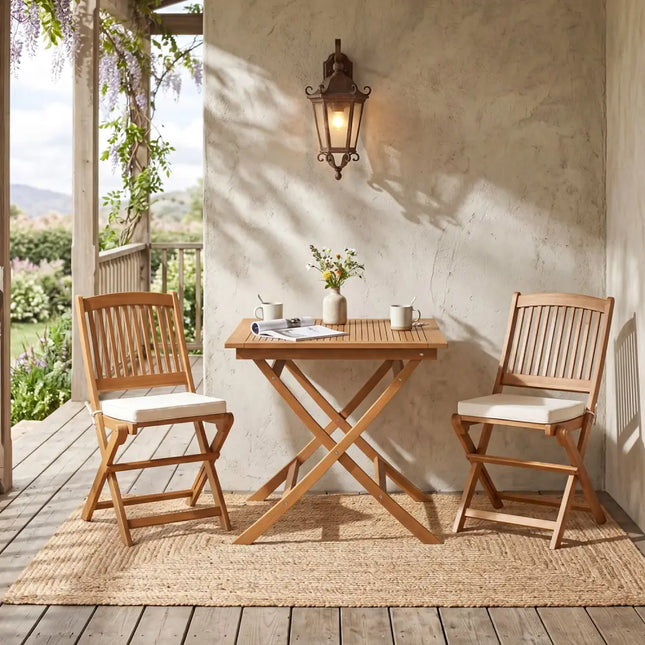 32-Inch Square Solid Teak Wood Patio Dining Table for 4 - Patio Dining Tables