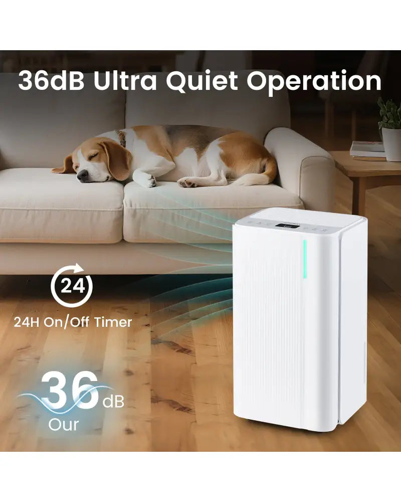32 Pints 2000 Sq.ft Portable Dehumidifier for Home and Basement-White - White - Dehumidifiers