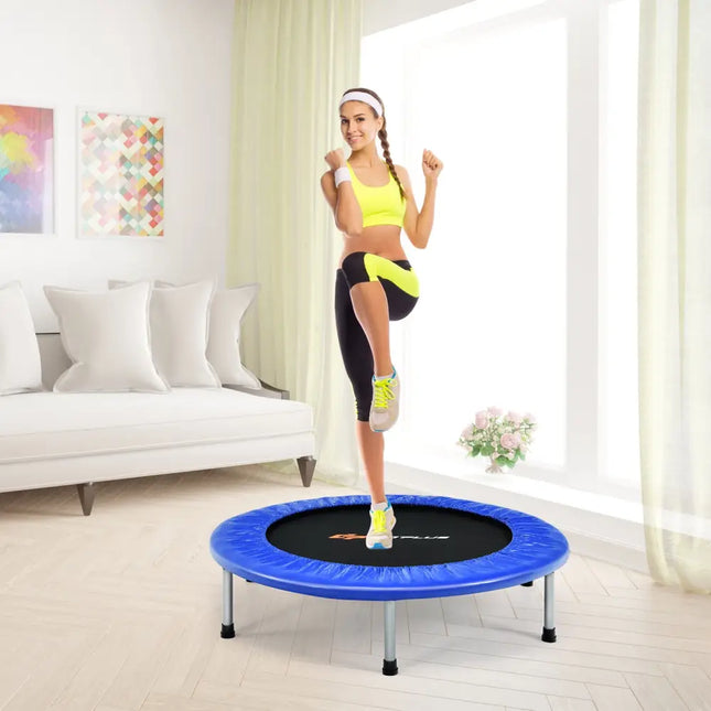 36 Inch Mini Folding Trampoline Portable Recreational Fitness Rebounder-Blue - Blue - Trampolines