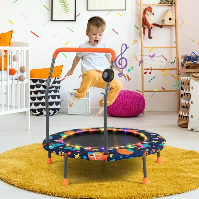 36 Inch Mini Trampoline with Colorful LED Lights and Bluetooth Speaker-Multicolor - Multicolor - Trampolines