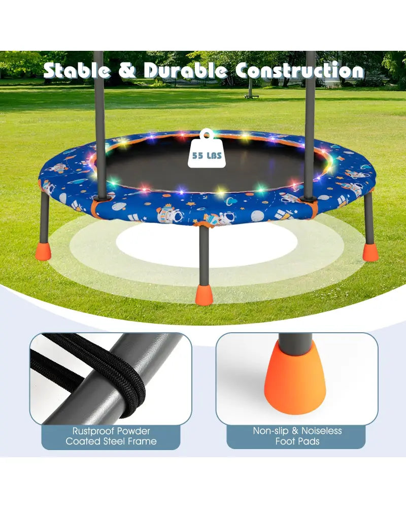 36 Inch Mini Trampoline with Colorful LED Lights and Bluetooth Speaker-Blue - Blue - Trampolines