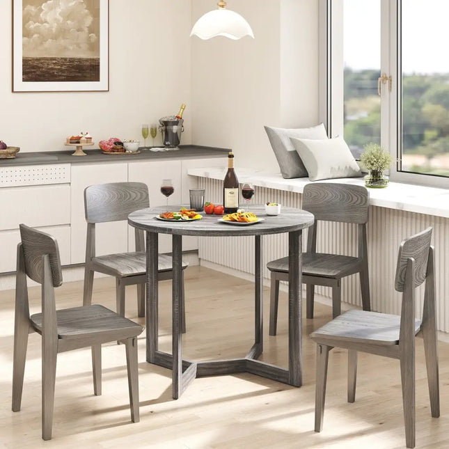 36 Inch Round Wood Dining Table for 2-4 People with Wing-shaped Pedestal Base-Black Costway