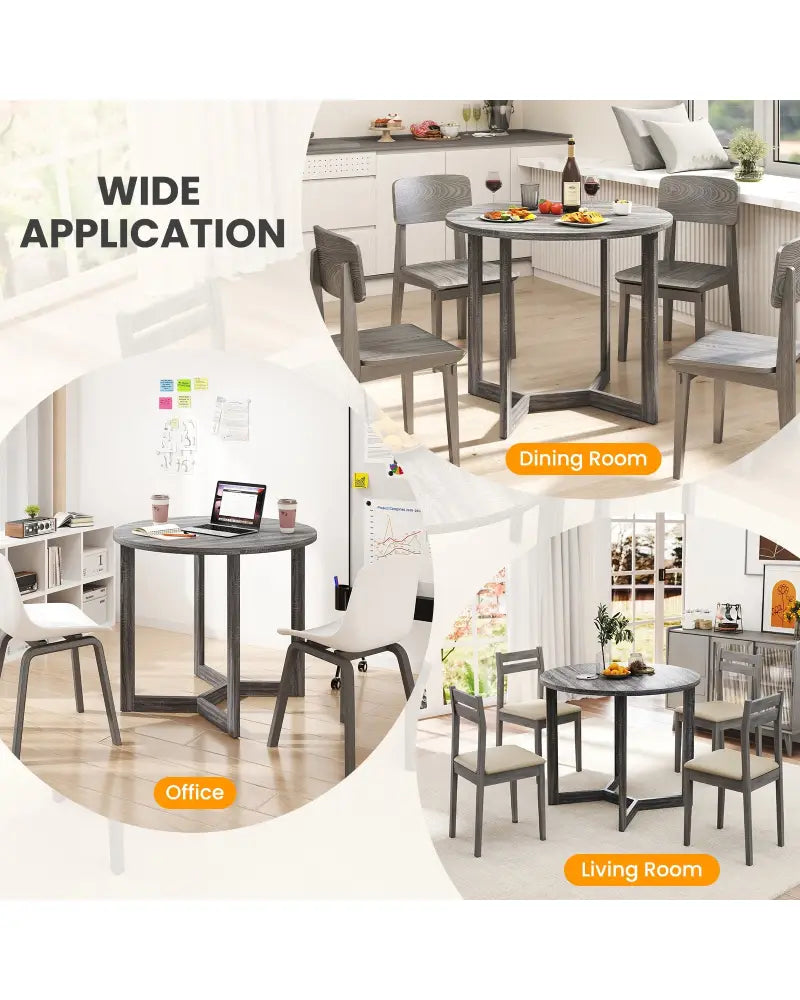 36 Inch Round Wood Dining Table for 2-4 People with Wing-shaped Pedestal Base-Black - Black - Dining Tables