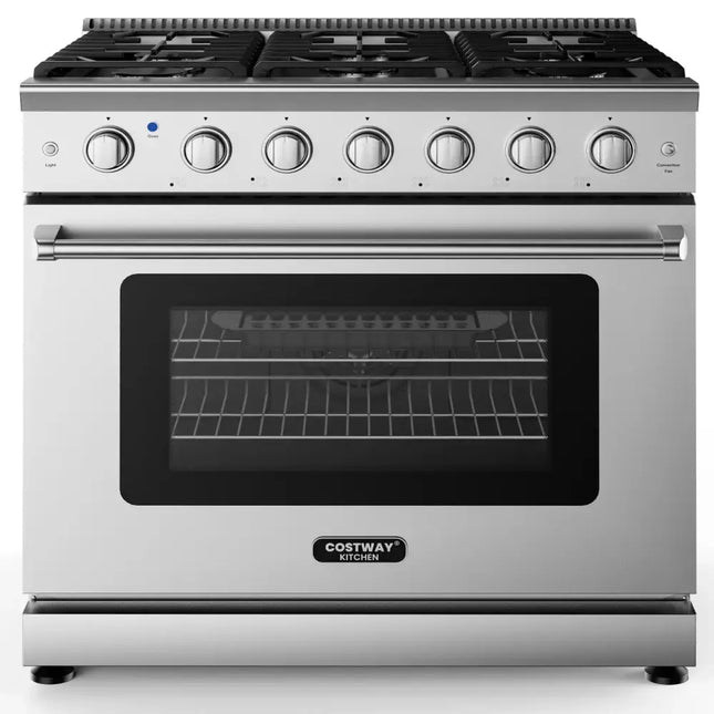 36 Inches Freestanding Natural Gas Range with 6 Burners Cooktop Costway