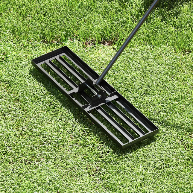 36 x 10 Inch Lawn Leveling Rake with Ergonomic Handle-Black - Black - Lawn Care Tools