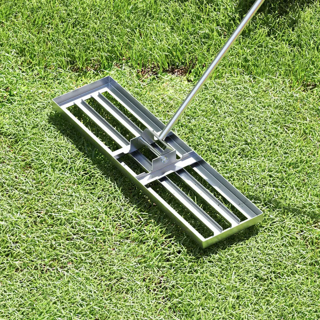 36 x 10 Inch Lawn Leveling Rake with Ergonomic Handle-Silver - Silver - Lawn Care Tools