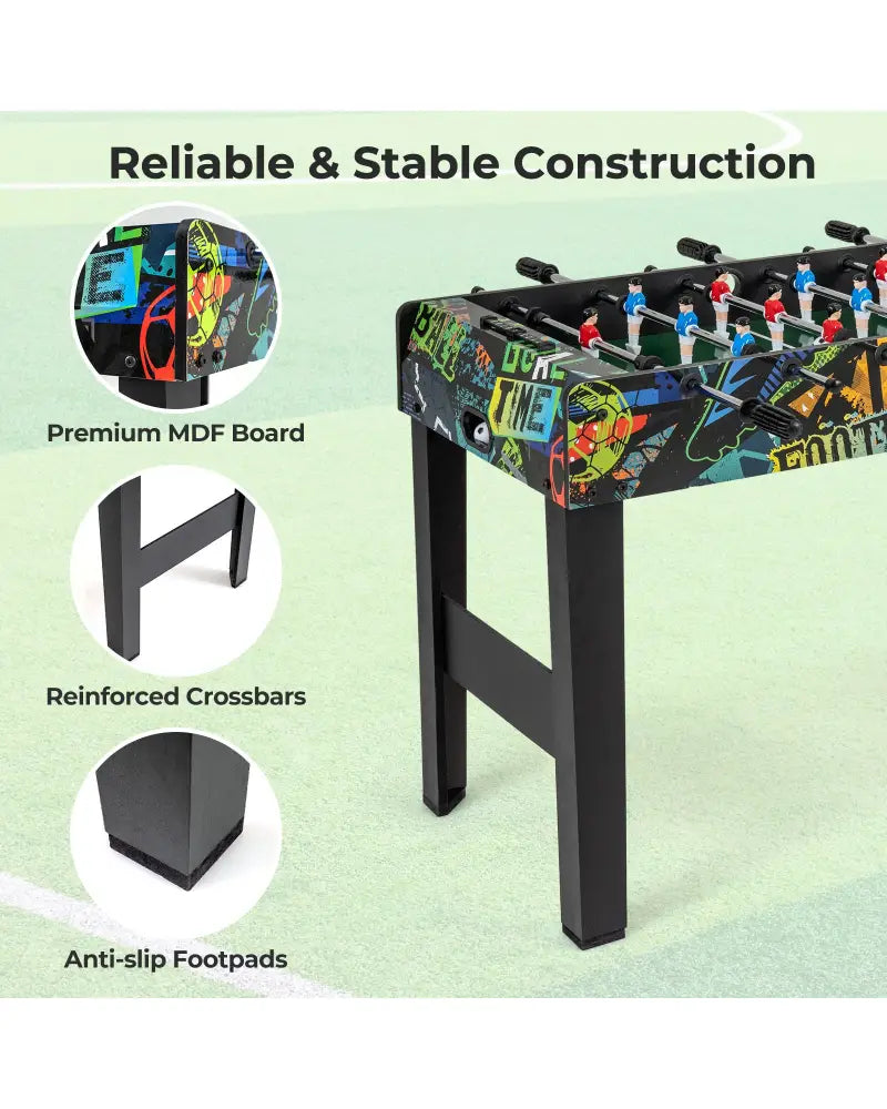 37 Inch Mini Foosball Table 2-in-1 Game Table with Detachable Legs for Tabletop-Black - Black - Game Room