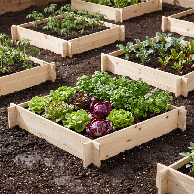 39.5’’ x 39.5’’ Square Wooden Raised Garden Bed-Natural - Natural - Raised Garden Beds
