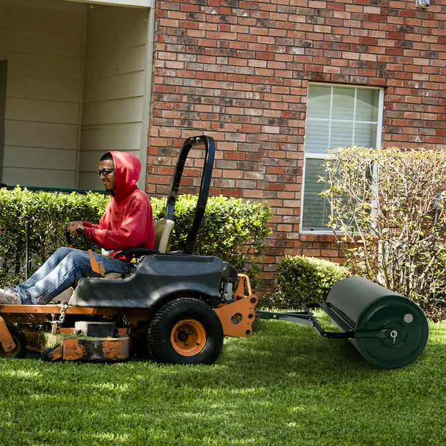 39 Inch Wide Push/Tow Lawn Roller-Green - Green - Lawn Care Tools