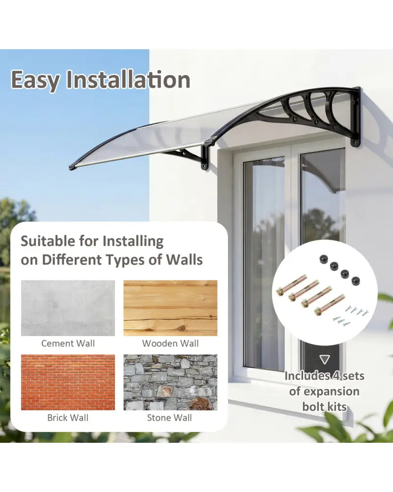 39 x 30 Inch Outdoor Front Door Window Awning Door Canopy Exterior-Black - Black - Outdoor Shades