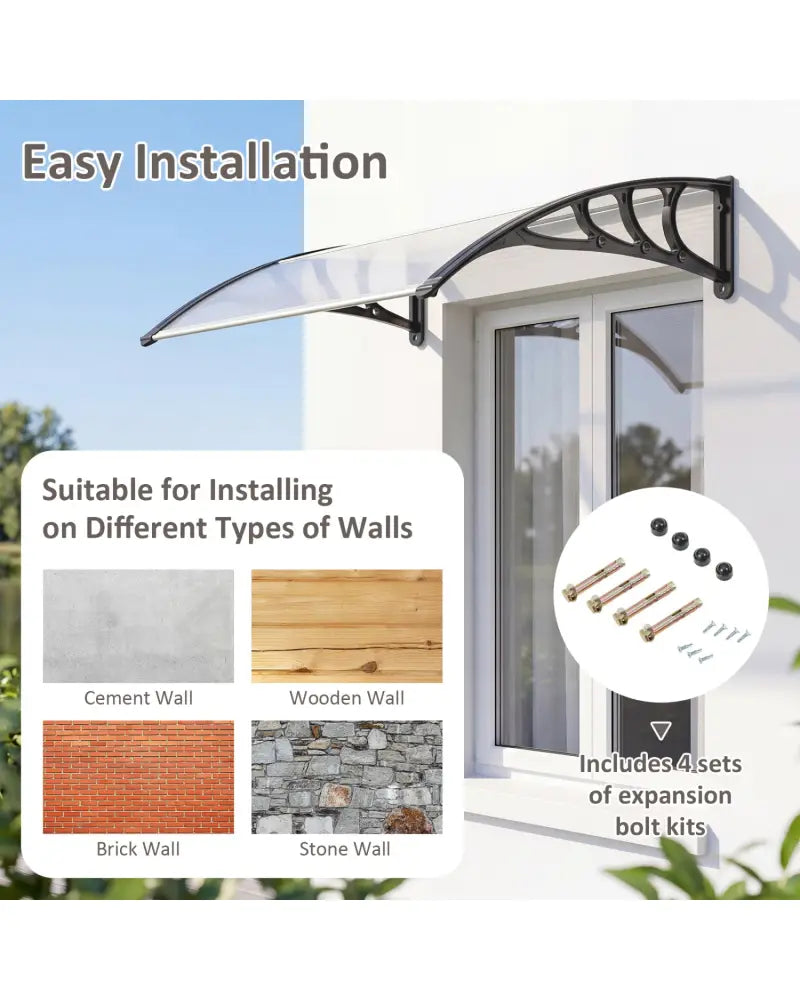 39 x 30 Inch Outdoor Front Door Window Awning Door Canopy Exterior-Gray - Gray - Outdoor Shades