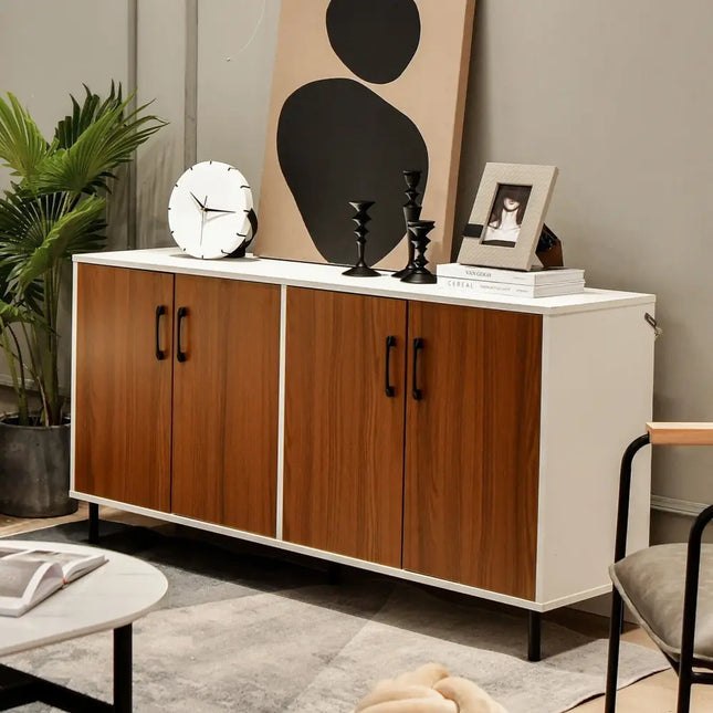 4-Door Kitchen Buffet Sideboard for Dining Room and Kitchen-White Costway
