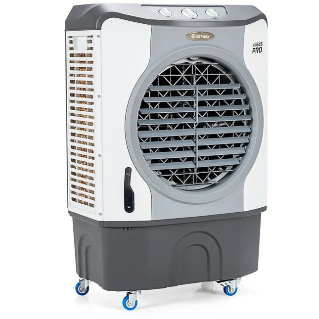 4 - in - 1 Industrial Evaporative Air Cooler Fan with 12 Gallon Tank and Wheels - Gray - Oasis Home Essentials