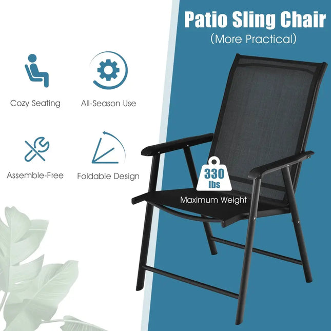 4-Pack Patio Folding Chairs Portable for Outdoor Camping-Black - Black - Patio Dining Chairs